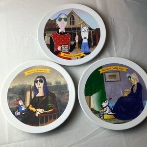 Hallmark Maxine Set Of 3 Decor Plates 7.5” American Grumpy Collectible
